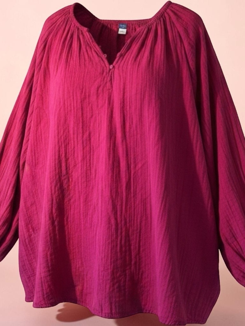 Ladies 3X Old Navy Fuchsia Peasant Tunic Top. Flow. Elastic cuffs.Casual and fun